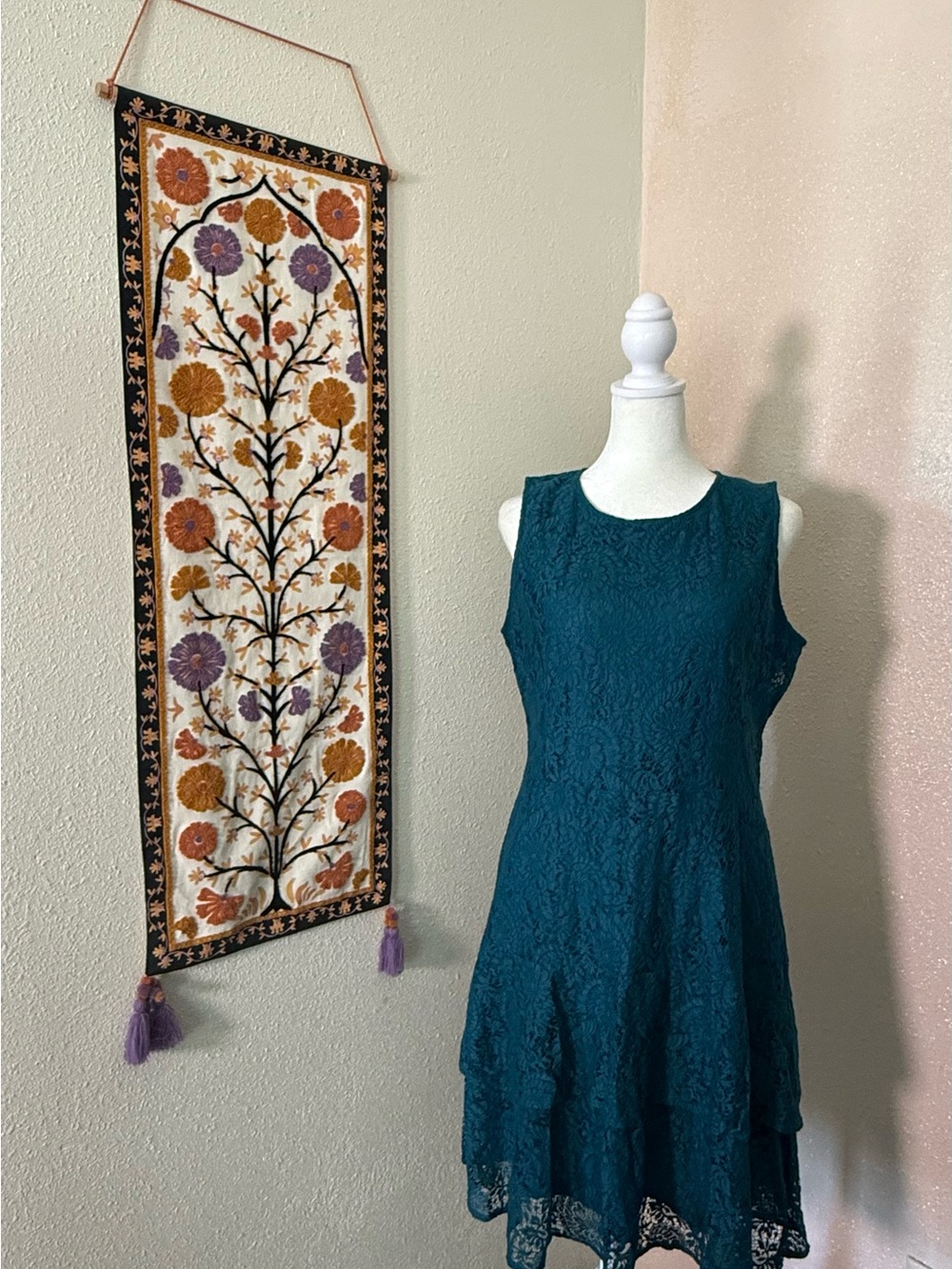 Michael Kors Teal Lace Midi Dress